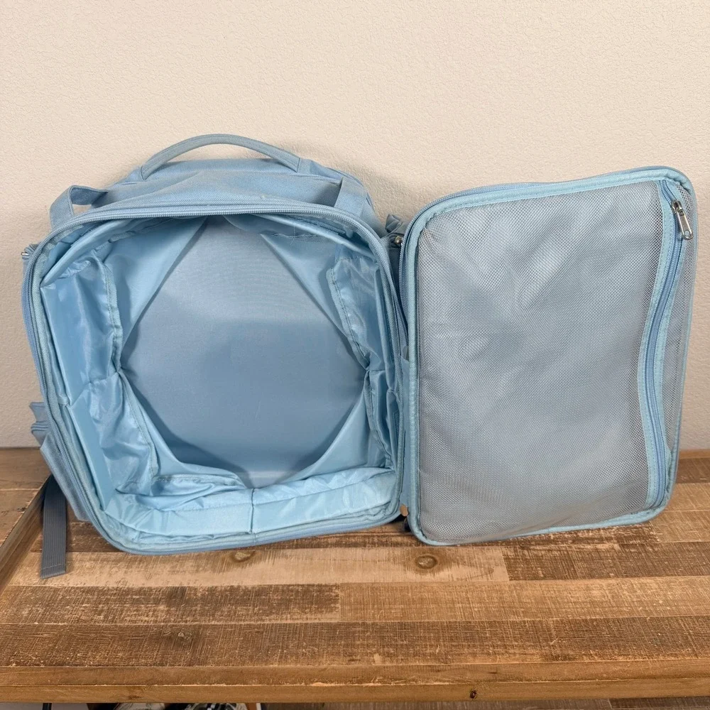 RP Travel Backpack Light Blue Multi-Compartment Travel Laptop Bag Expandable